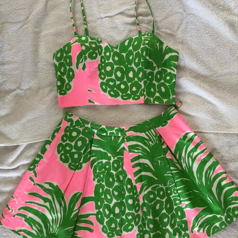 Pink Pout Flamenco Parfait Crop Top & Skirt Set